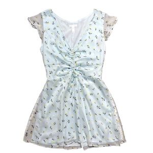 NWOT Leith Blue Floral Ruched Mini Dress